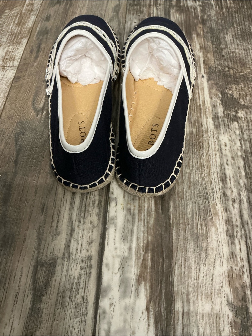 Talbots Navy Canvas Espadrilles with White Trim and Embroidery Size 5 - Picture 10 of 12
